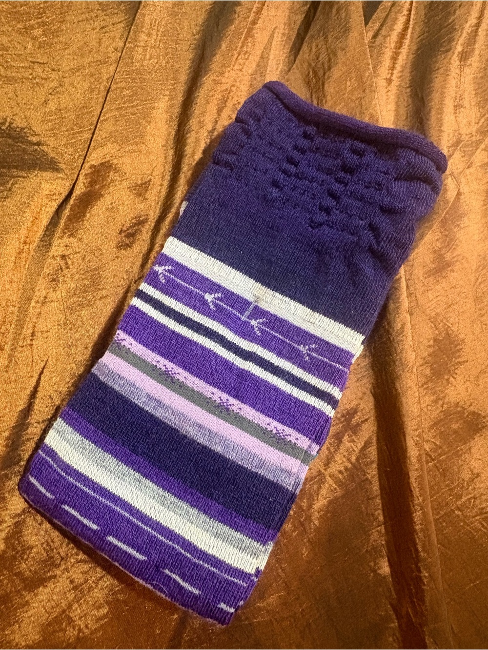 Smartwool Purple and Lavender Striped Crew Socks with White Accents